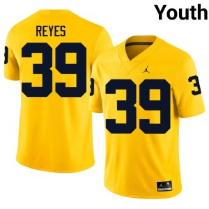 Wolverines Maize #39 Youth Max Reyes Embroidery College Football Jersey 330960-221