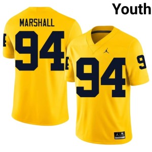University of Michigan Wolverines Youth Maize #94 College Football University Nate Marshall Jerseys 122983-181