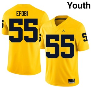 U-M Nathan Efobi Youth College Football Player #55 Maize Jersey 805163-317