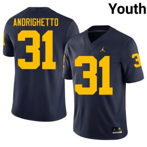 U of M Navy Nico Andrighetto #31 Youth Limited College Football Jerseys 229828-111