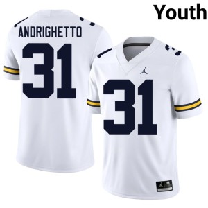 Michigan Wolverines White Youth #31 College Football Official Nico Andrighetto Jerseys 804458-895