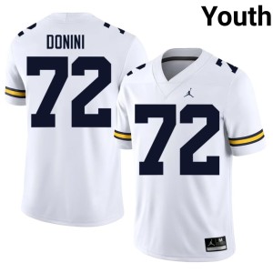 Michigan University Peter Donini White College Football Youth #72 Jersey 985434-646