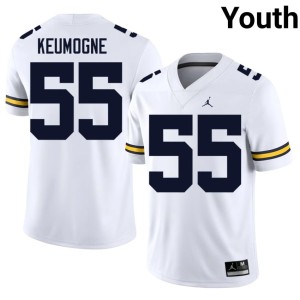 Michigan Wolverines Randy Keumogne White Youth Replica College Football #55 Jersey 594770-439