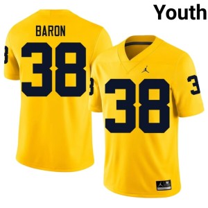 Michigan Sam Baron #38 Player Youth College Football Maize Jersey 423432-692