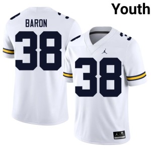 U of M Youth Limited College Football White #38 Sam Baron Jersey 565635-459