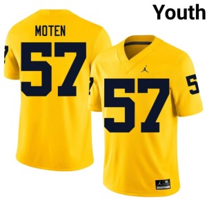 UMich College Football Maize #57 Travis Moten Embroidery Youth Jerseys 381670-926