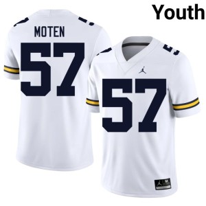 University of Michigan #57 Youth Travis Moten Replica College Football White Jersey 597721-921