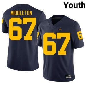 Michigan #67 Navy Youth 2026 Trent Middleton College Football Jerseys 999107-546