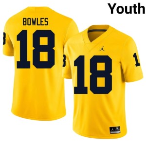 Michigan Wolverines Limited College Football Youth #18 Maize Troy Bowles Jersey 847333-261