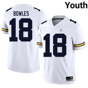 Michigan Troy Bowles White Youth Replica #18 College Football Jersey 898076-537