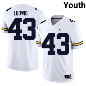 MICH White Player #43 College Football Zach Ludwig Youth Jerseys 659725-774
