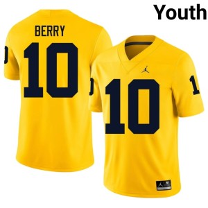 U-M Zeke Berry Youth College Football High School #10 Maize Jerseys 433067-923