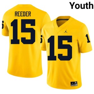 Michigan Youth Aden Reeder College Football Maize #15 Game Jersey 512112-230