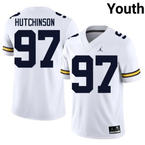 Michigan Youth Stitched Aidan Hutchinson White #97 College Football Jerseys 471197-747