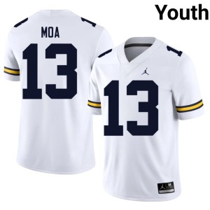 MICH White Youth University College Football #13 Aisea Moa Jersey 518532-780
