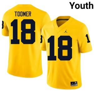 Michigan College Football Amani Toomer Maize #18 Game Youth Jerseys 561180-196