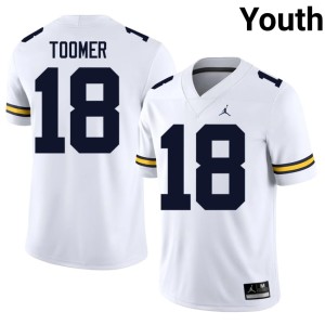 U-M College Football #18 Youth Amani Toomer Player White Jerseys 146368-376