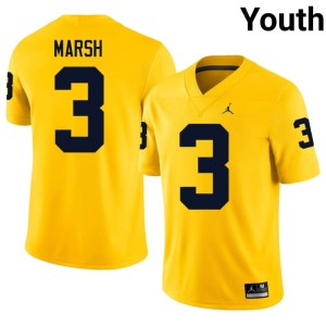 University of Michigan Wolverines #3 Andrew Marsh Maize College Football Official Youth Jersey 346730-970