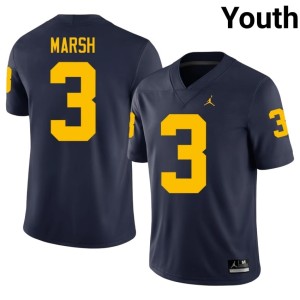 Michigan Replica College Football Navy Youth #3 Andrew Marsh Jersey 589901-861