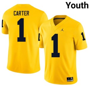 University of Michigan College Football Anthony Carter Youth #1 High School Maize Jerseys 368541-481