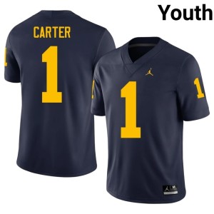 Wolverines Anthony Carter Alumni College Football Youth Navy #1 Jersey 442125-197
