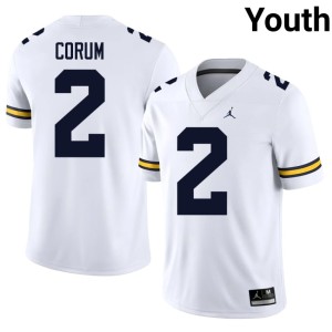 Michigan #2 Youth High School White College Football Blake Corum Jersey 213298-616