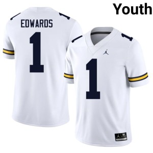 Michigan #1 College Football White Braylon Edwards Youth Replica Jerseys 303803-775