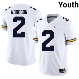 U-M College Football Youth White Player #2 Charles Woodson Jerseys 654622-560