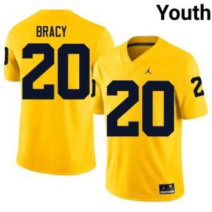 Michigan Wolverines College Football Maize #20 Chris Bracy Official Youth Jerseys 136940-245