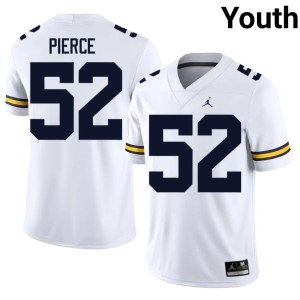U-M College Football White Player #52 Youth Christian Pierce Jersey 458553-727