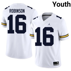 U of M #16 College Football Denard Robinson Youth 2026 White Jersey 285654-743