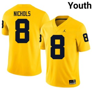 MICH College Football #8 Maize Dominic Nichols Youth 2026-27 Jerseys 104167-862