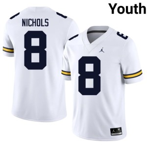 University of Michigan Wolverines Dominic Nichols Youth #8 College Football White High School Jerseys 600273-778