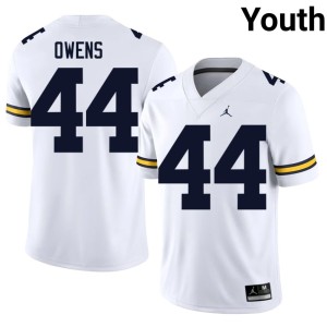 UMich White Eli Owens Youth #44 Player College Football Jerseys 593719-657