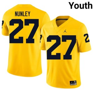 Michigan College Football Youth 2026-27 #27 Ernest Nunley Maize Jersey 821500-899