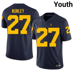 MICH #27 College Football Navy Youth NCAA Ernest Nunley Jersey 344420-401