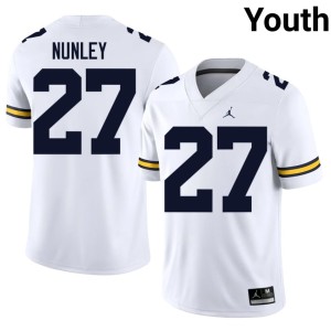 Michigan Ernest Nunley College Football Game White #27 Youth Jersey 651585-466