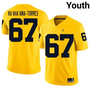 University of Michigan Wolverines #67 Maize Houston Ka'aha'aina-Torres Youth Alumni College Football Jersey 508222-901