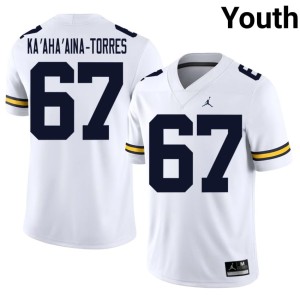 University of Michigan Houston Ka'aha'aina-Torres High School #67 Youth College Football White Jersey 721156-180