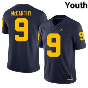 UMich College Football Youth J.J. McCarthy Embroidery Navy #9 Jerseys 220960-813