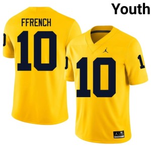 Michigan College Football Youth #10 Jaime Ffrench Maize 2026-27 Jersey 972697-361