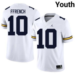 Michigan 2026-27 #10 College Football White Jaime Ffrench Youth Jerseys 777359-142