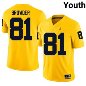Michigan College Football #81 Player Maize Youth Jamar Browder Jersey 126700-363
