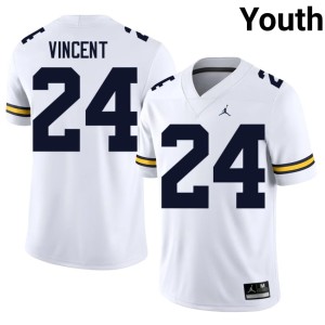 UMich #24 Youth Embroidery Jamarion Vincent White College Football Jerseys 816672-348