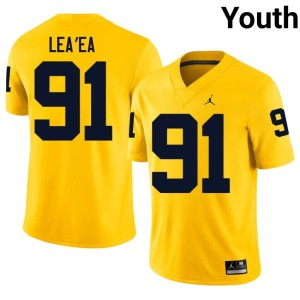 University of Michigan Maize Alumni Youth Jonah Lea'ea #91 College Football Jerseys 566758-945