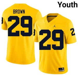 Michigan Wolverines Jonathan Brown 2026-27 Youth #29 College Football Maize Jersey 367135-902