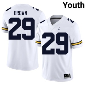 Michigan College Football #29 Jonathan Brown Player White Youth Jerseys 434878-726