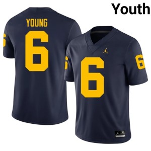 Michigan Wolverines College Football Navy Alumni Youth #6 Jordan Young Jersey 587615-320