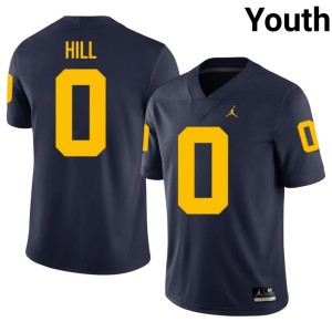 U-M Jyaire Hill Youth Stitched College Football #0 Navy Jerseys 350228-214
