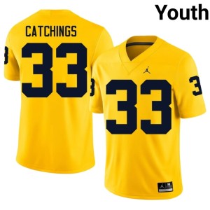 U-M Replica #33 Maize Youth College Football Kaden Catchings Jerseys 665468-137